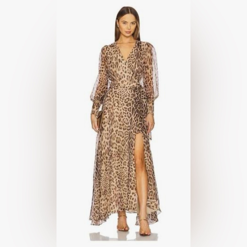 Lucianna Maxi Wrap Dress in Leopard